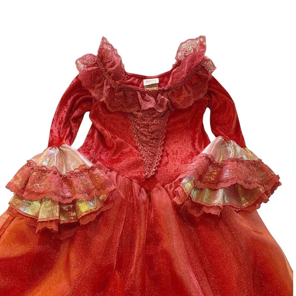 Vintage Disney Store Belle Costume Girls 7/8 Red Velvet Beauty Beast Winter
